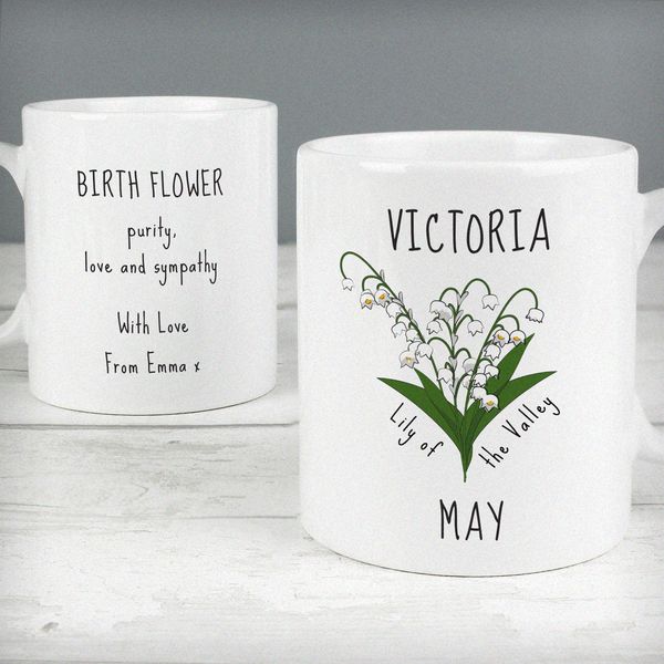 Modal Additional Images for Personalised May Birth Flower - Lily Of The Valley Mug