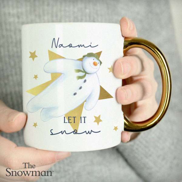 (image for) Personalised The Snowman Let it Snow Gold Handed Mug