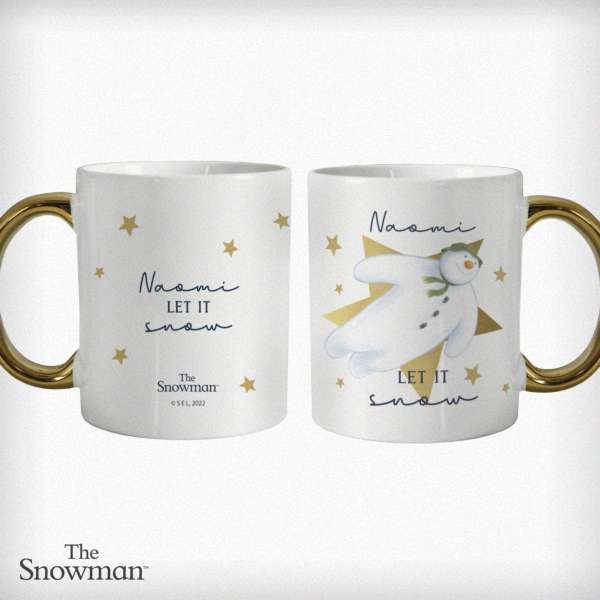 Modal Additional Images for Personalised The Snowman Let it Snow Gold Handed Mug