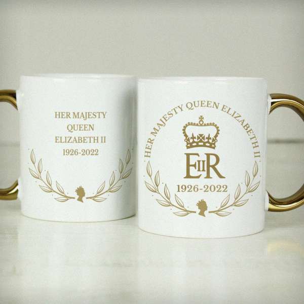 Modal Additional Images for Personalised Queens Commemorative Wreath Gold Handle Mug