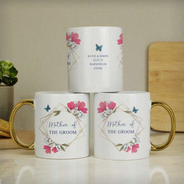 Modal Additional Images for Personalised Geometric Floral Gold Handle Mug