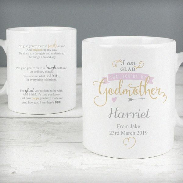 (image for) Personalised I Am Glad... Godmother Slim Mug