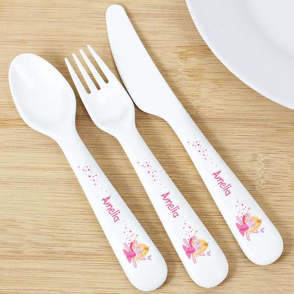 (image for) Personalised Garden Fairy 3 Piece Plastic Cutlery Set