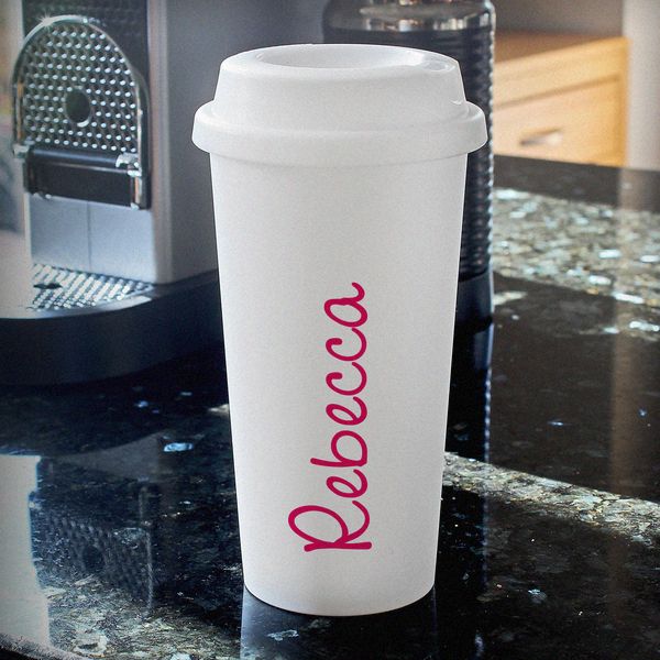 (image for) Personalised Pink Name Island Insulated Eco Travel Cup