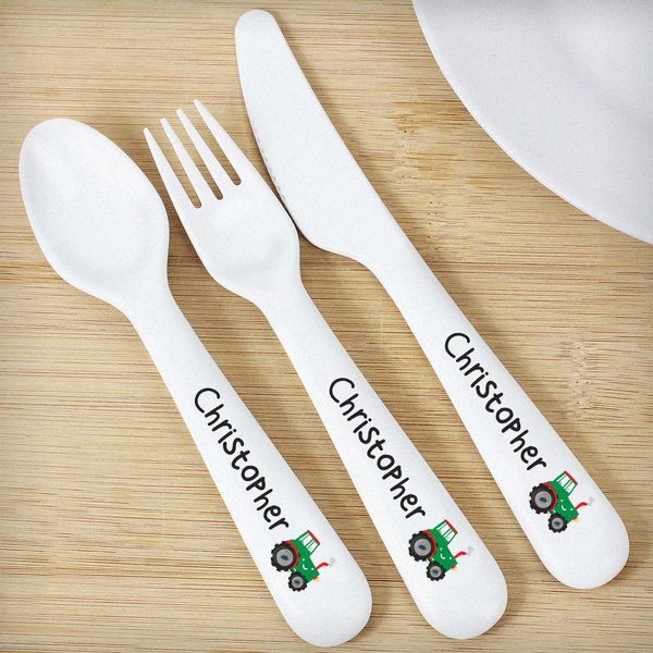 Modal Additional Images for Personalised Tractor 3 Piece Plastic Cutlery Set