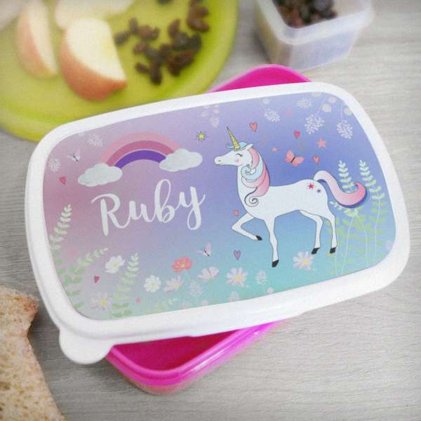 (image for) Personalised Unicorn Name Only Pink Lunch Box