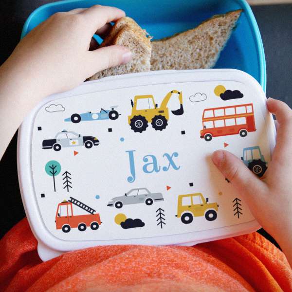 (image for) Personalised Vehicles Name Only Blue Lunch Box