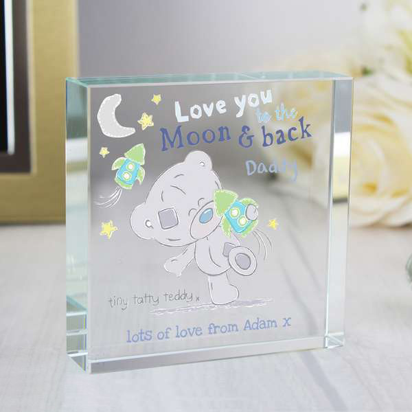 (image for) Personalised Tiny Tatty Teddy To the Moon & Back Large Crystal Token