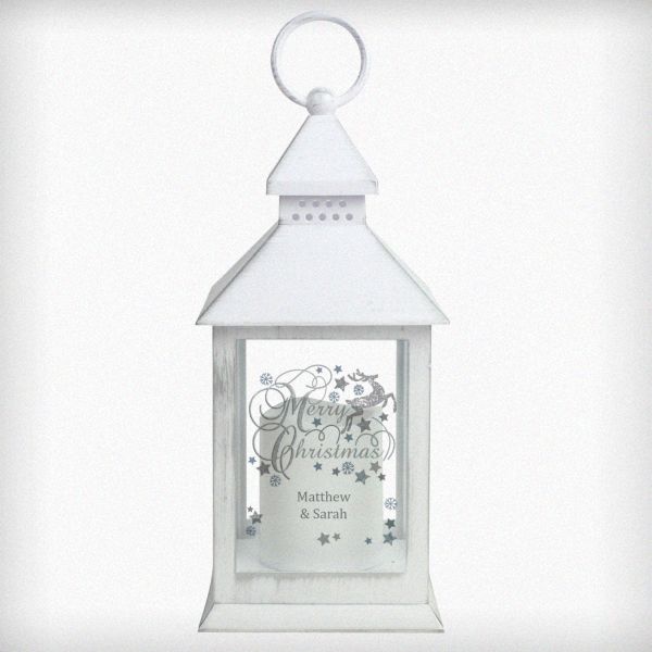 Modal Additional Images for Personalised Silver Reindeer White Lantern