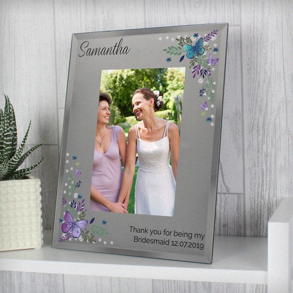 (image for) Personalised Butterfly 5x7 Mirrored Glass Photo Frame