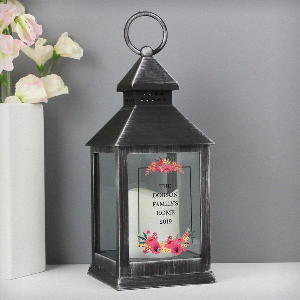 (image for) Personalised Floral Rustic Black Lantern