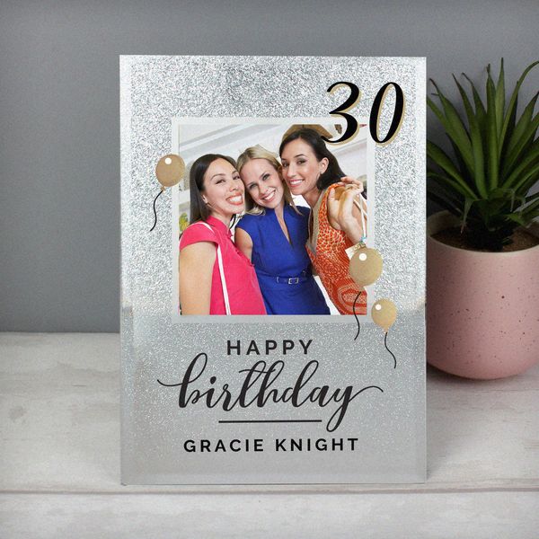 Modal Additional Images for Personalised Birthday 4x4 Glitter Glass Photo Frame