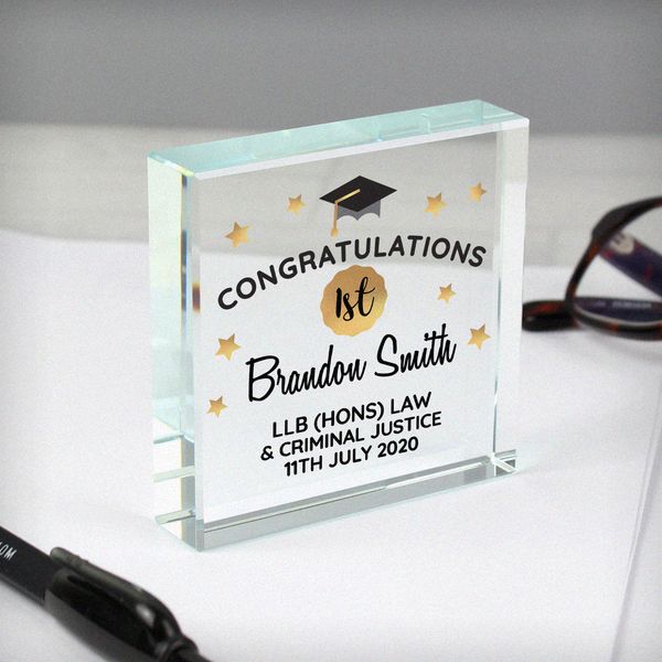 Modal Additional Images for Personalised Congratulations Graduation Large Crystal Token