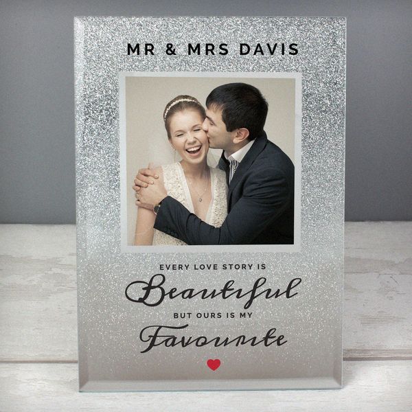 Modal Additional Images for Personalised Every Love Story Is Beautiful 4x4 Glitter Glass Photo Frame