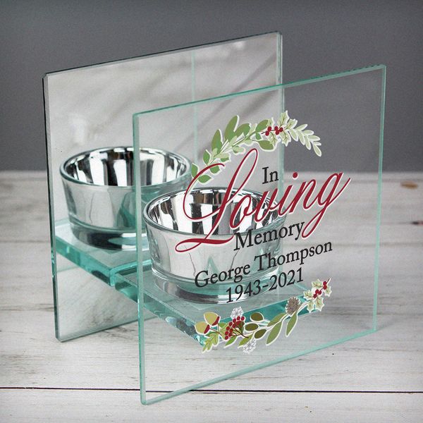 Modal Additional Images for Personalised In Loving Memory Christmas Mirrored Glass Tea Light Candle Holder