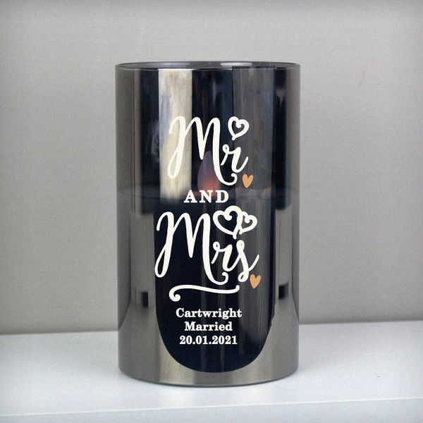 Modal Additional Images for Personalised Mr & Mrs Smoked Glass LED Candle