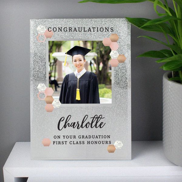 Modal Additional Images for Personalised Cute Hexagon Design 4x4 Glitter Glass Photo Frame