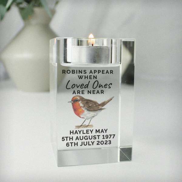 Modal Additional Images for Personalised Robin Memorial Glass Tealight Holder