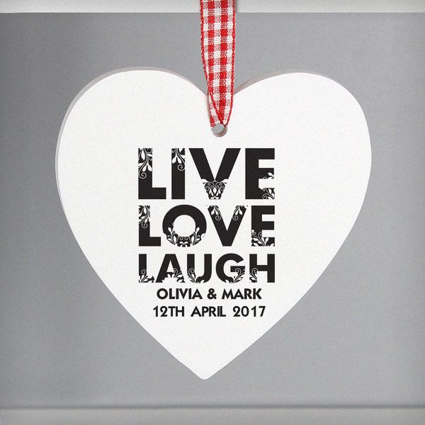 Modal Additional Images for Personalised Live Love Laugh Wooden Heart Decoration