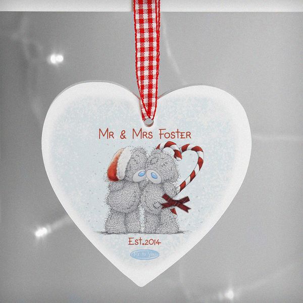 Modal Additional Images for Personalised Me To You Couple Christmas Wooden Heart Decoration