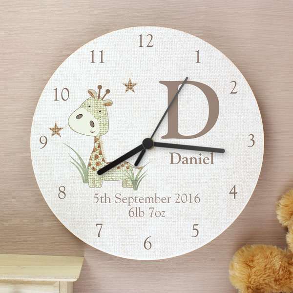 (image for) Personalised Hessian Giraffe Shabby Chic Large Wooden Clock