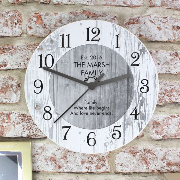 (image for) Personalised Any Message Shabby Chic Large Wooden Clock