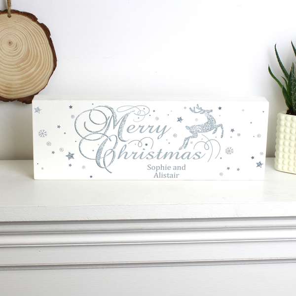 (image for) Personalised Silver Reindeer Mantel Block