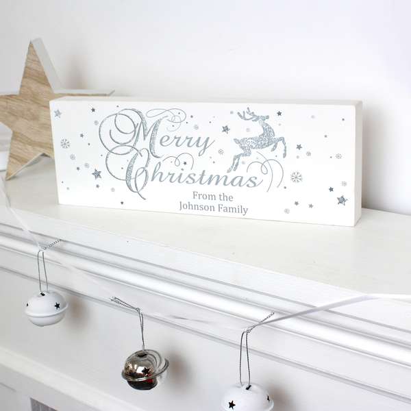 Modal Additional Images for Personalised Silver Reindeer Mantel Block