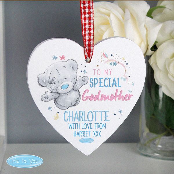 (image for) Personalised Me to You Godmother Wooden Heart Decoration