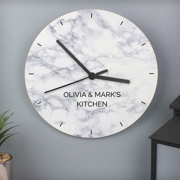 (image for) Personalised Marble Effect Wooden Clock