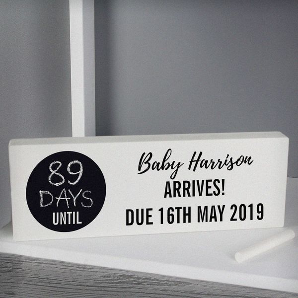 (image for) Personalised Classic Chalk Countdown Wooden Block Sign