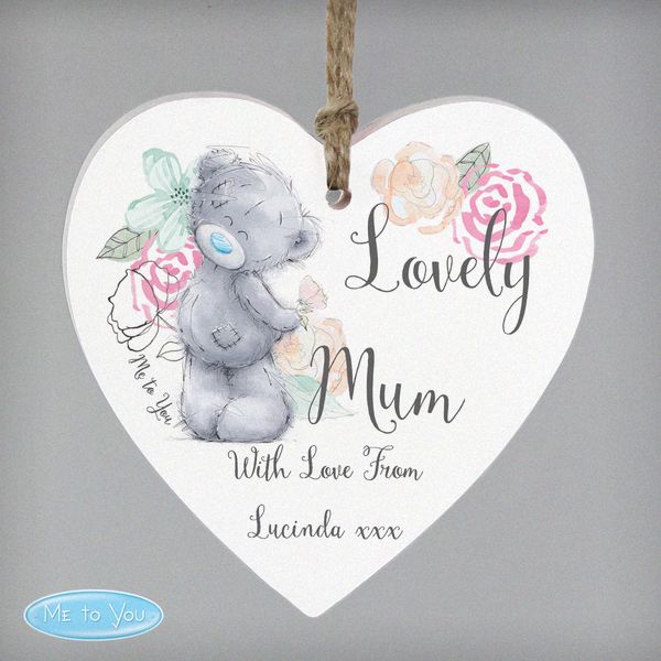 (image for) Personalised Me to You Floral Wooden Heart Decoration