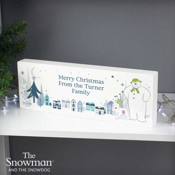 Modal Additional Images for Personalised The Snowman and the Snowdog Wooden Block Sign