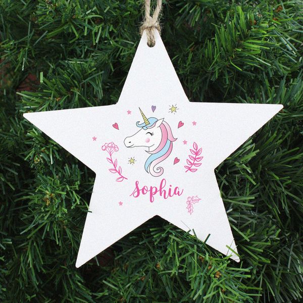 Modal Additional Images for Personalised Unicorn Wooden Star Decoration