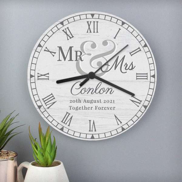 (image for) Personalised Mr & Mrs Wooden Clock