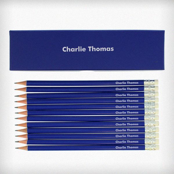 Modal Additional Images for Personalised Name Only Box and 12 Blue HB Pencils