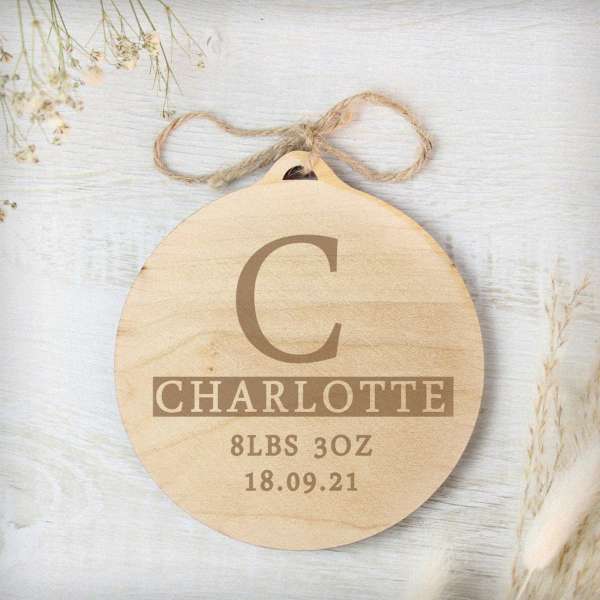 (image for) Personalised Intial Round Wooden Bauble Decoration