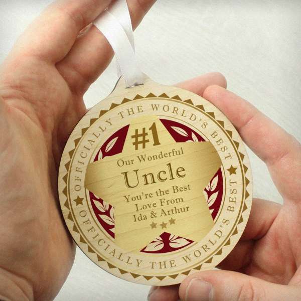 Modal Additional Images for Personalised Number 1 Round Wooden Medal