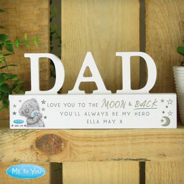 (image for) Personalised Me To You Moon and Back Wooden Dad Ornament - Click Image to Close