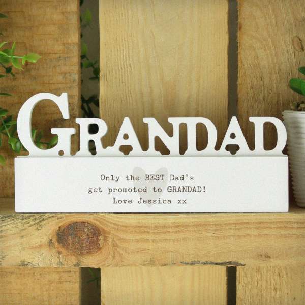 (image for) Personalised Free Text Heart Wooden Grandad Ornament