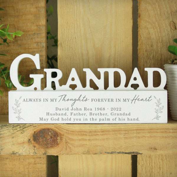 (image for) Personalised In Loving Memory Wooden Grandad Ornament