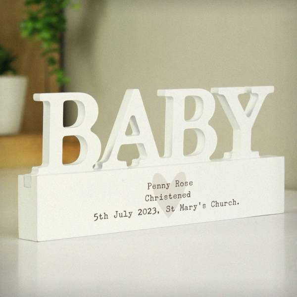 Modal Additional Images for Personalised Free Text Heart Wooden Baby Ornament