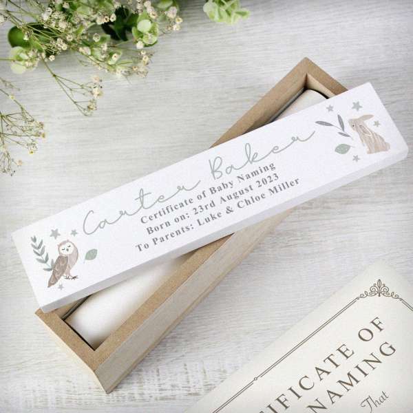 Modal Additional Images for Personalised Woodland Animals Wooden Certificate Holder