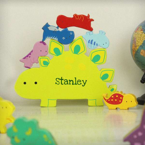 Modal Additional Images for Personalised Name Only Wooden Dinosaur Stacker Toy