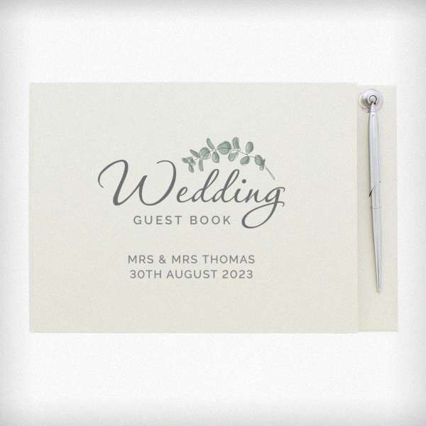 Modal Additional Images for Personalised Botanical Wedding Guest Book & Pen