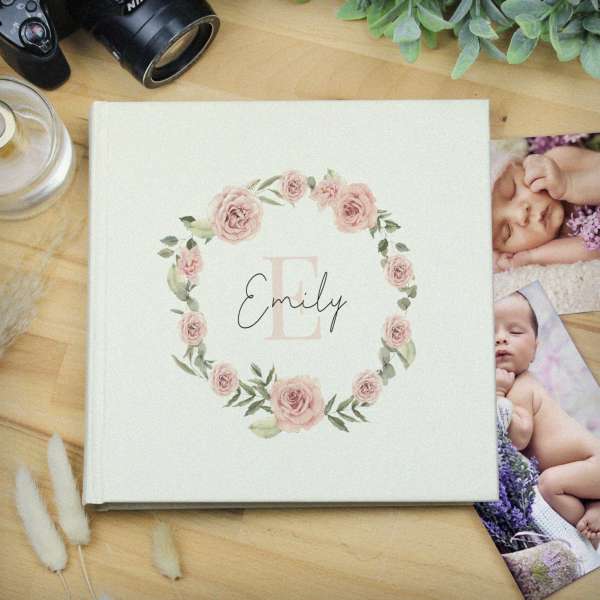 (image for) Personalised Floral Wreath Square Photo Album