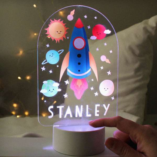 (image for) Personalised Space Rocket LED Colour Changing Night Light