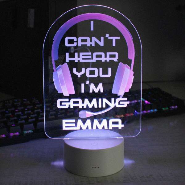 (image for) Personalised Pink Gaming LED Colour Changing Night Light