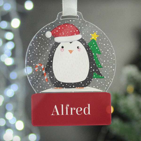 (image for) Personalised Penguin Acrylic Snowglobe Decoration