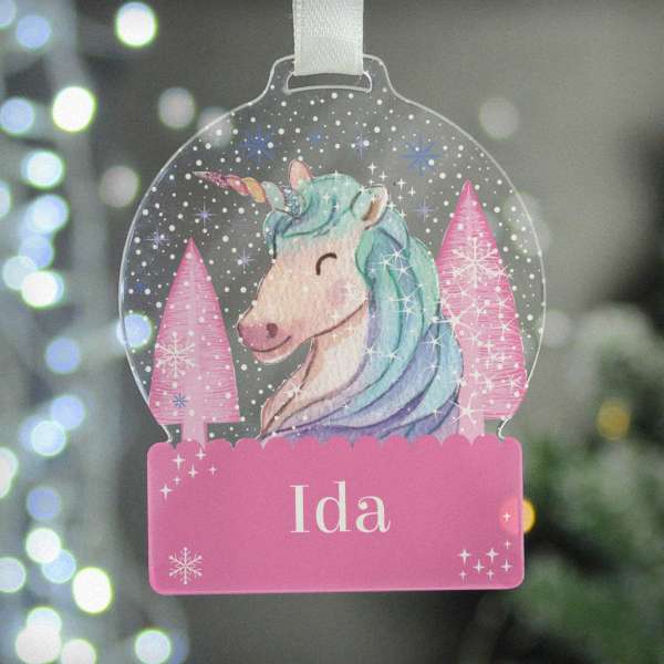 (image for) Personalised Unicorn Acrylic Snowglobe Decoration